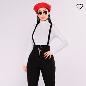 Black Fashion Nova Suspender Jumpsuit